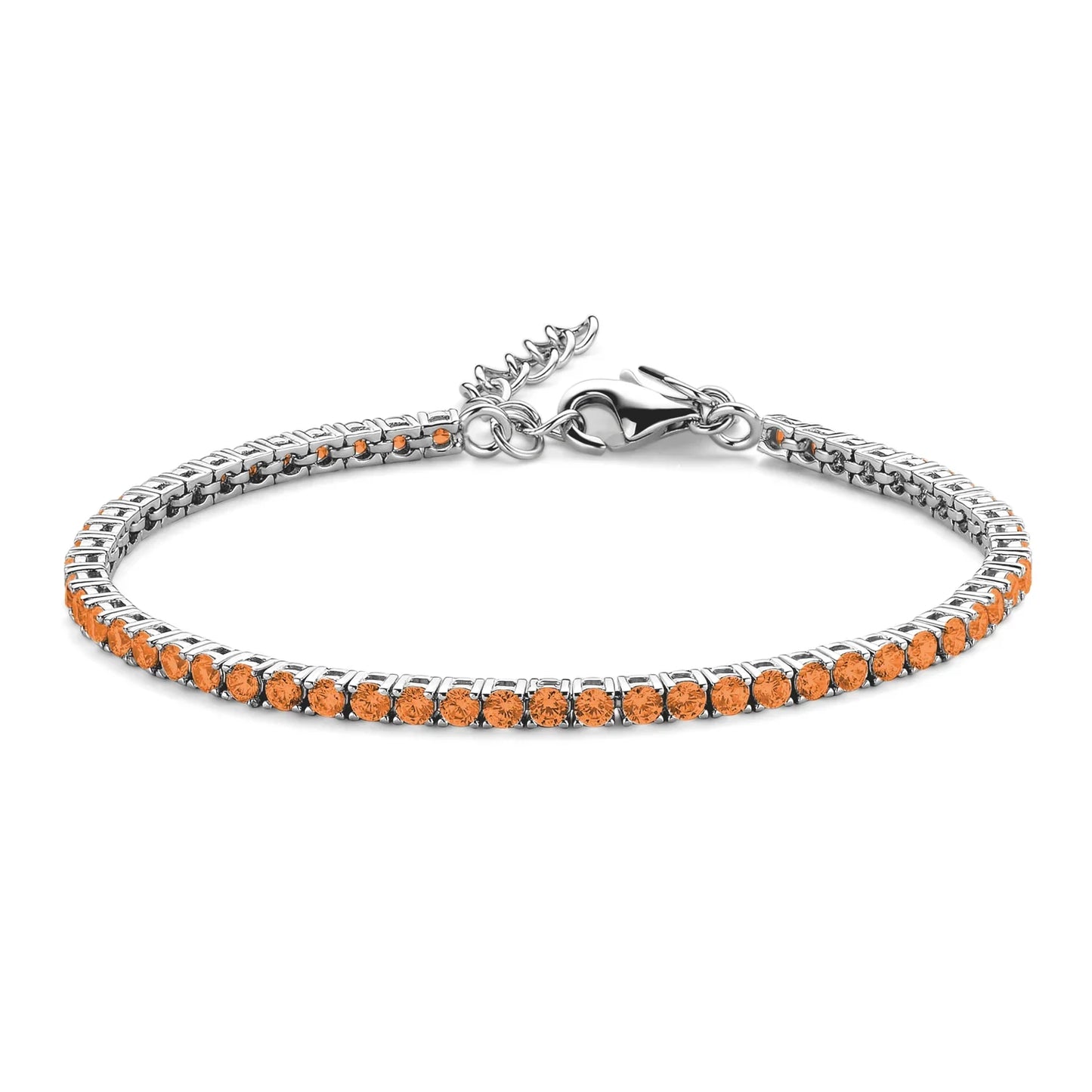 Tennisarmband mit Zirkonia orange 3mm Silber 925/000 rhodiniert - MeinSchmuckShop