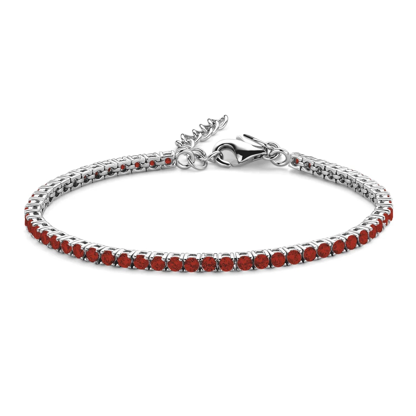 Tennisarmband mit Zirkonia rot 3mm Silber 925/000 rhodiniert - MeinSchmuckShop