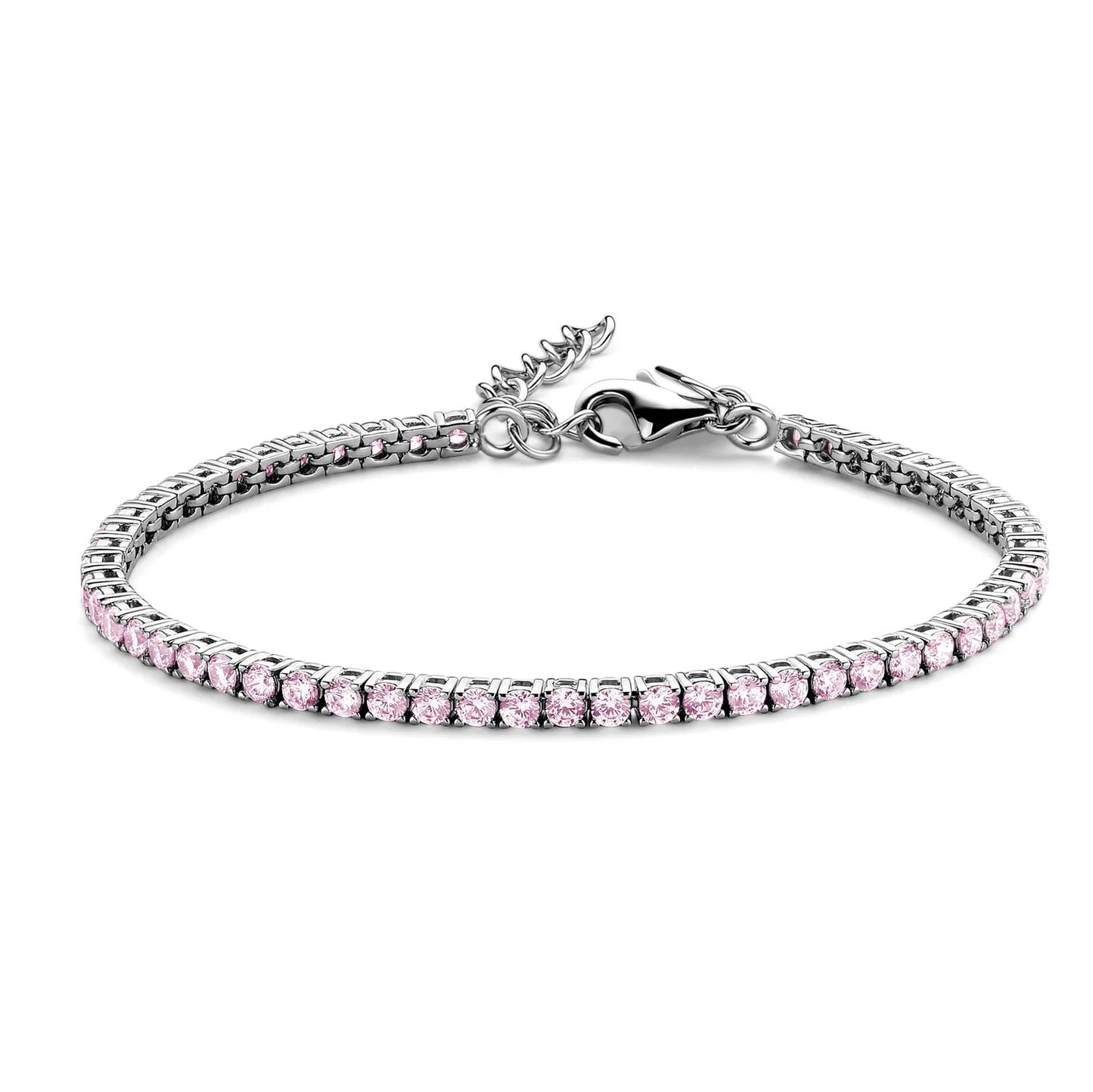 Tennisarmband mit Zirkonia pink 3mm Silber 925/000 rhodiniert - MeinSchmuckShop