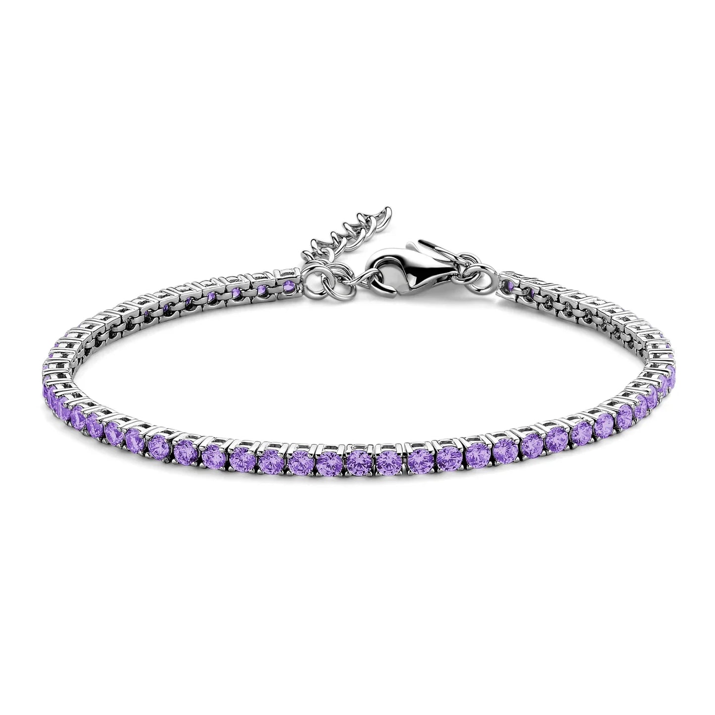 Tennisarmband mit Zirkonia lila 3mm Silber 925/000 rhodiniert - MeinSchmuckShop