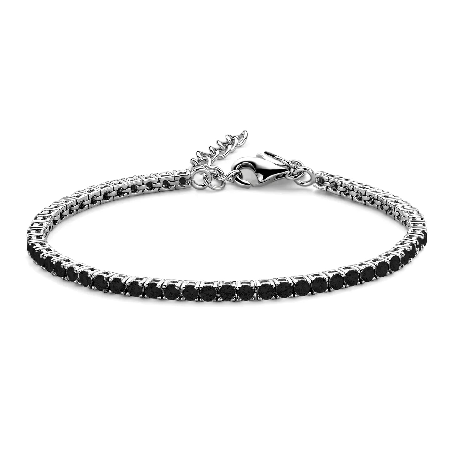 Tennisarmband mit Zirkonia schwarz 3mm Silber 925/000 rhodiniert - MeinSchmuckShop