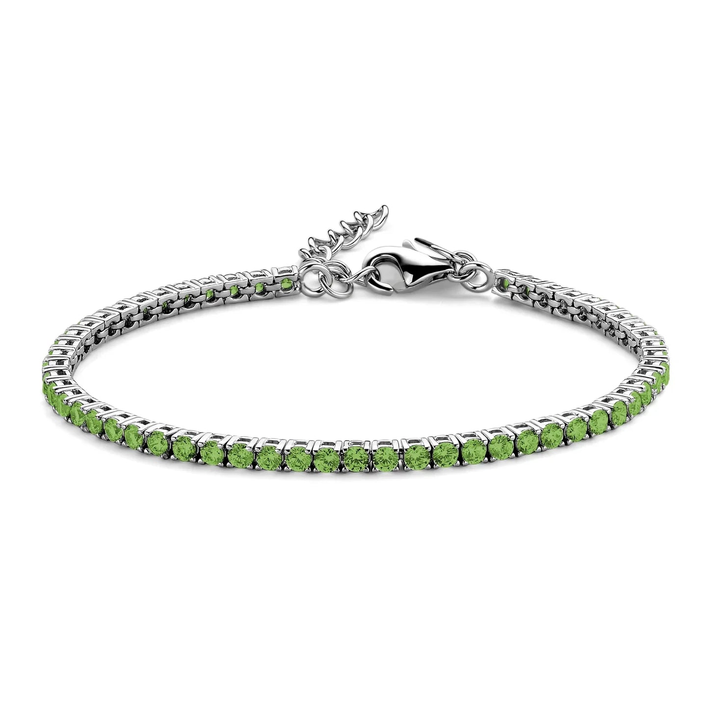 Tennisarmband mit Zirkonia grün 3mm Silber 925/000 rhodiniert - MeinSchmuckShop