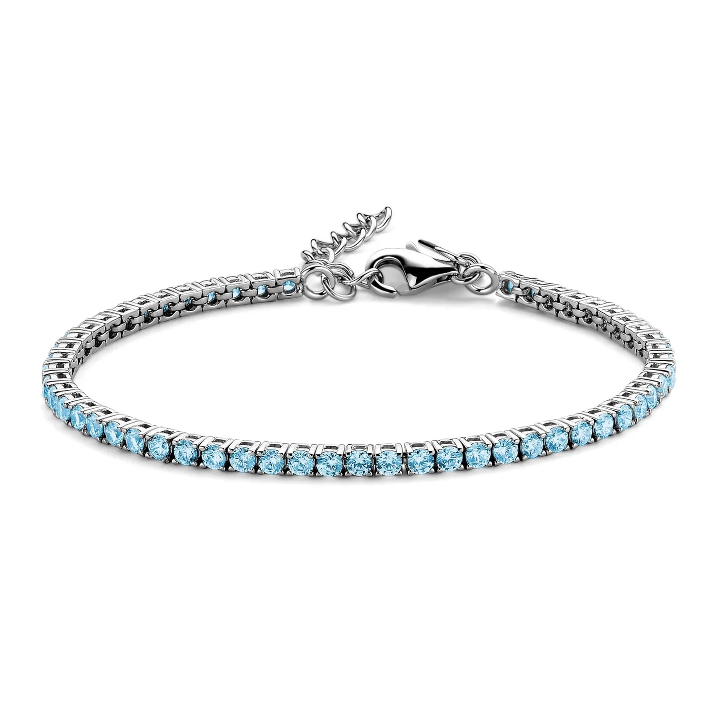 Tennisarmband mit Zirkonia hellblau 3mm Silber 925/000 rhodiniert - MeinSchmuckShop