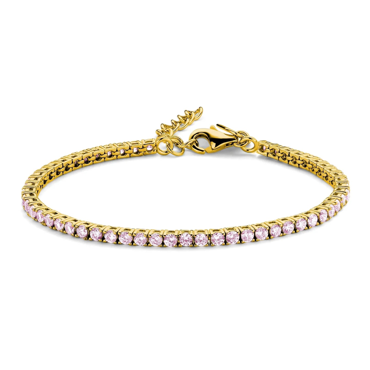 Tennisarmband mit Zirkonia pink 3mm Silber 925/000 vergoldet - MeinSchmuckShop