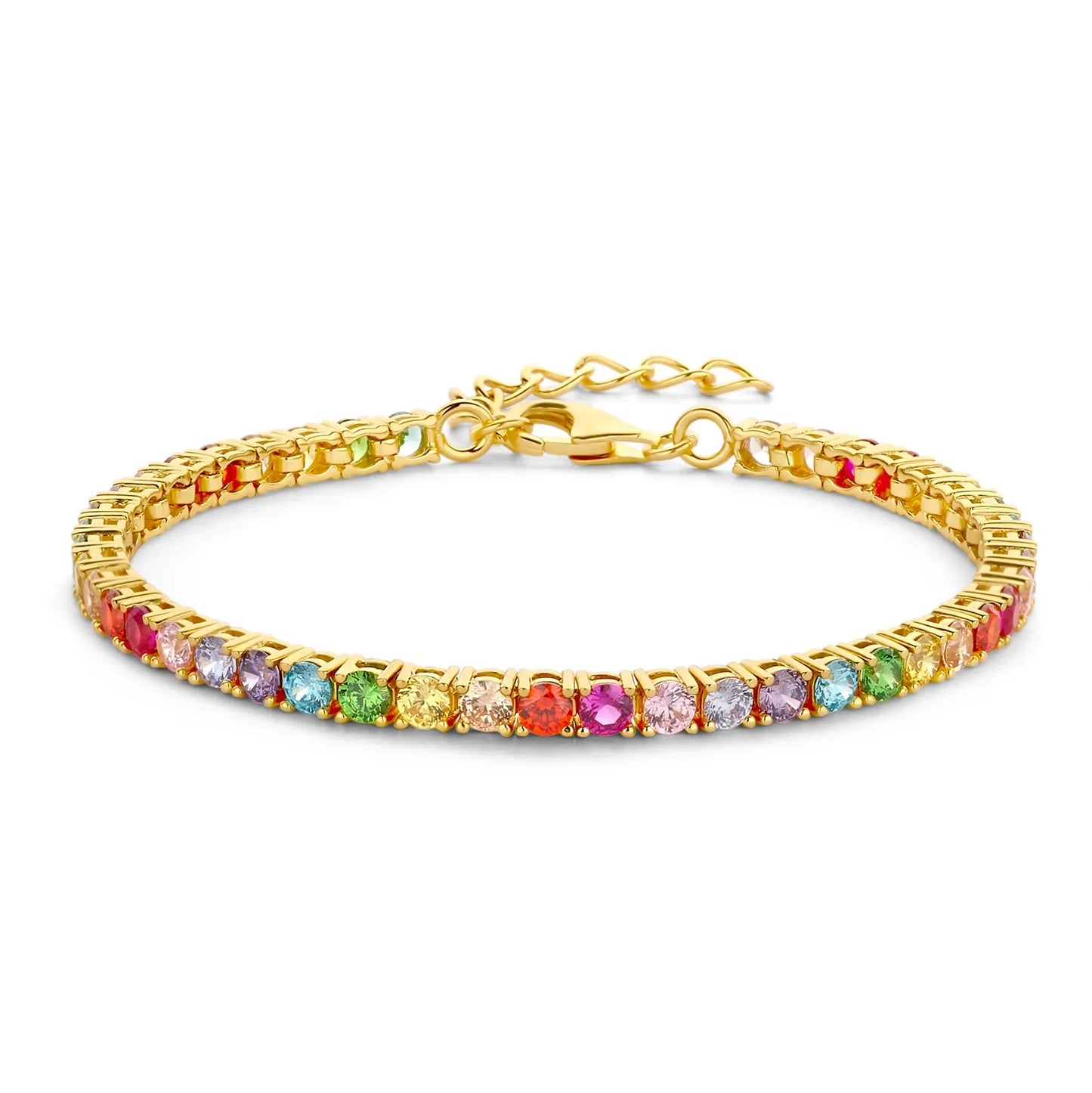 Tennisarmband mit Zirkonia multicolor 3mm Silber 925/000 vergoldet - MeinSchmuckShop