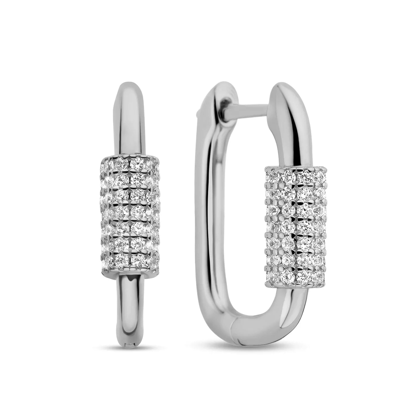 Klappcreolen 18x12mm mit Zirkonia Silber 925/000 rhodiniert - MeinSchmuckShop
