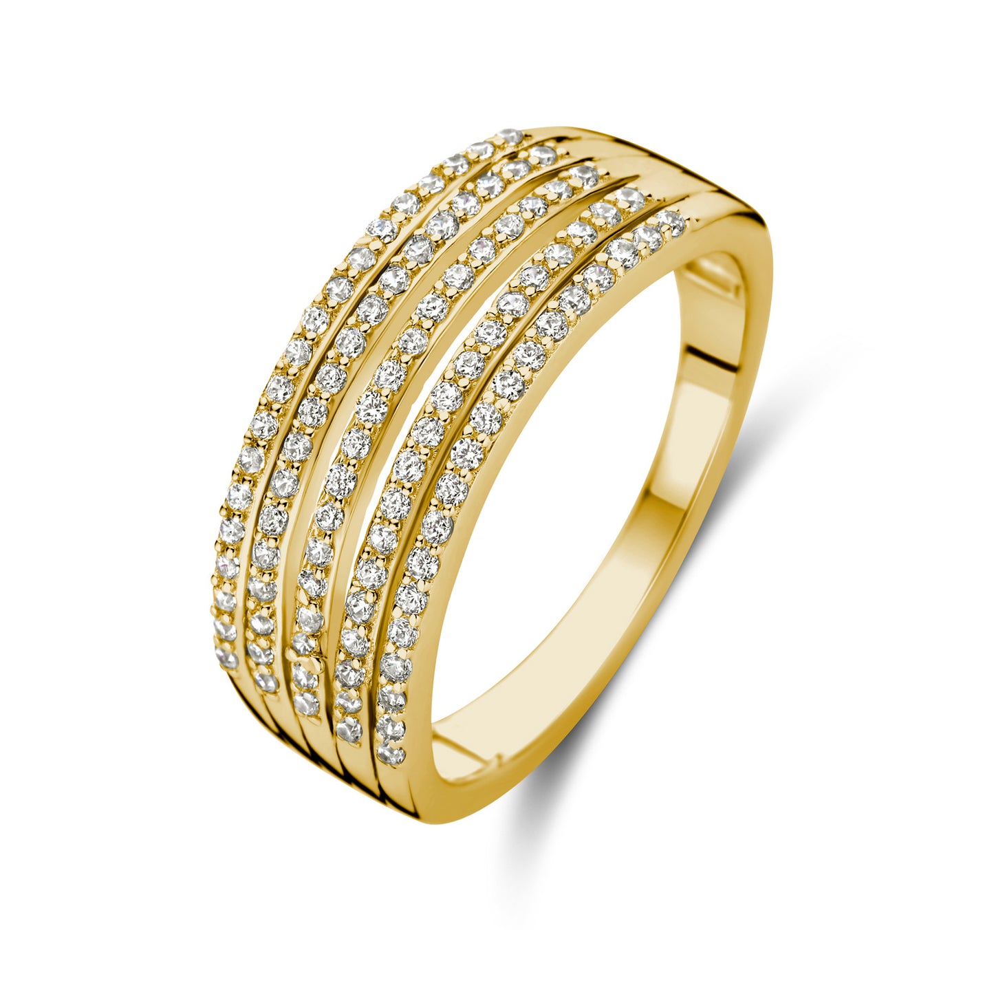 Damenring 5-rhg. mit 95 Zirkonia Silber 925/000 vergoldet - MeinSchmuckShop