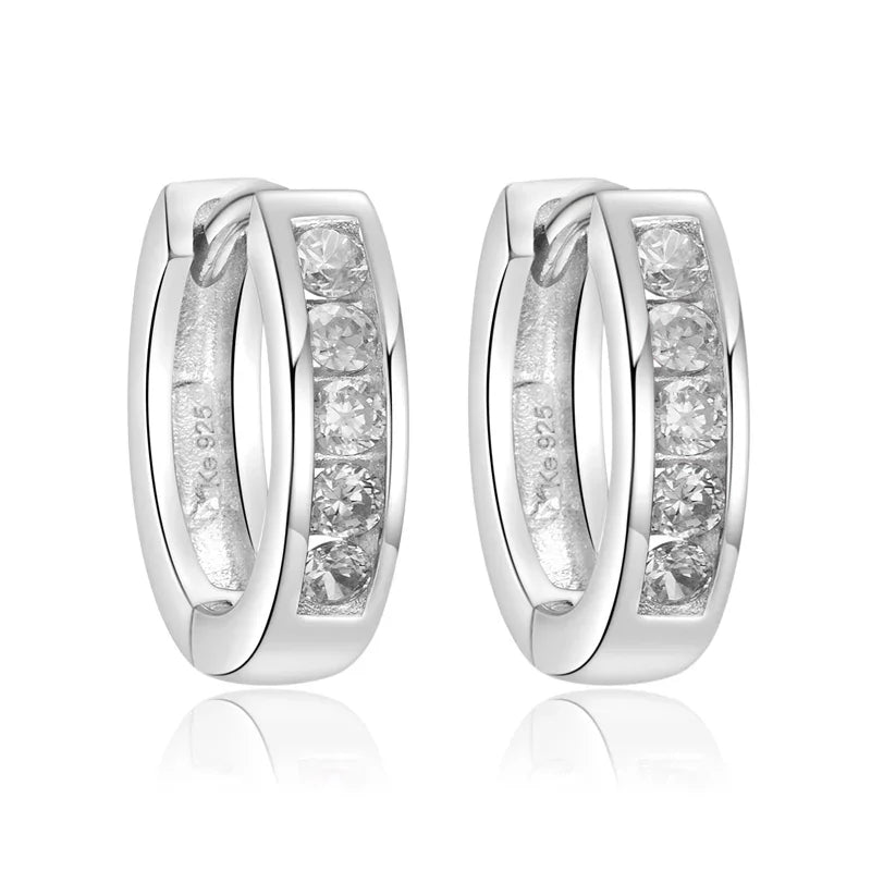 Klappcreolen 14mm mit 10 Zirkonia - Silber 925/000 - MeinSchmuckShop
