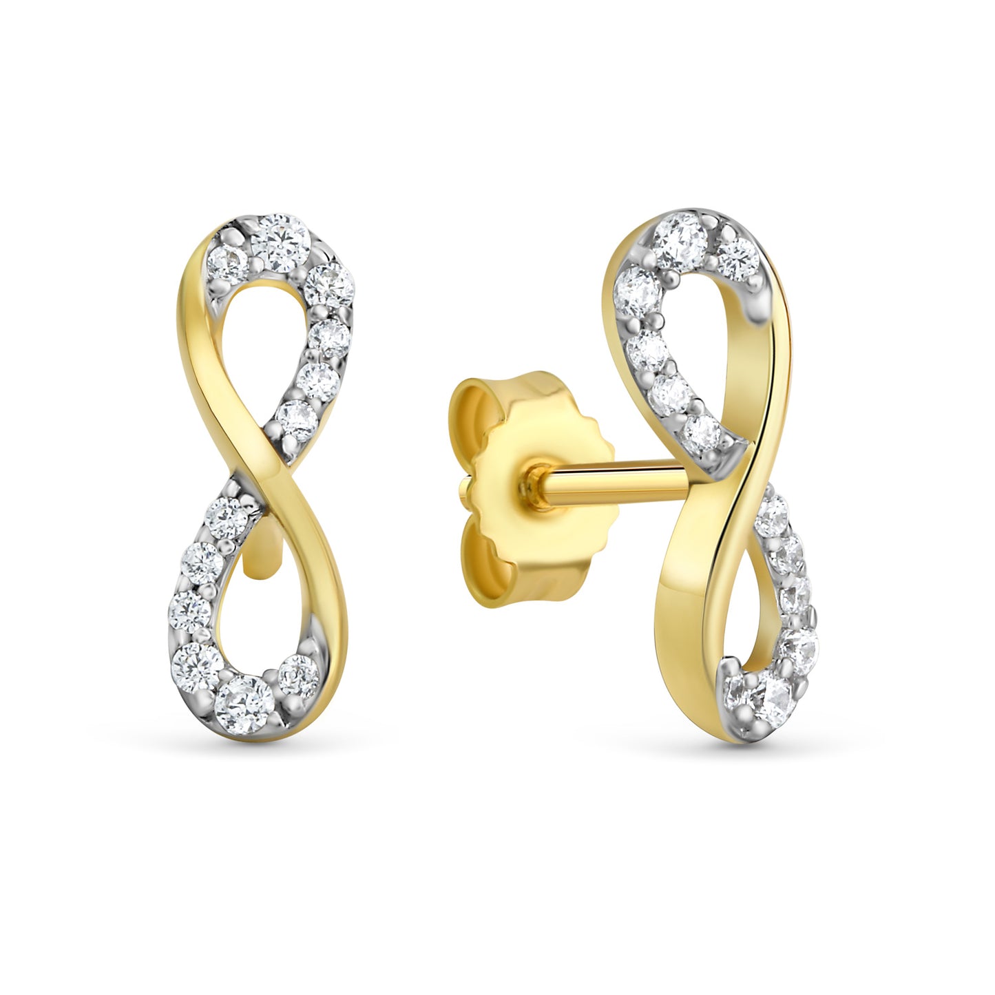 Ohrstecker Infinity mit 24 Zirkonia Gold 333/000