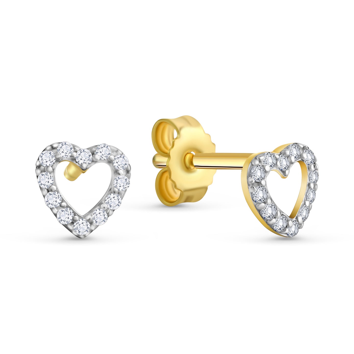 Ohrstecker Herz mit 24 Zirkonia Gold 333/000