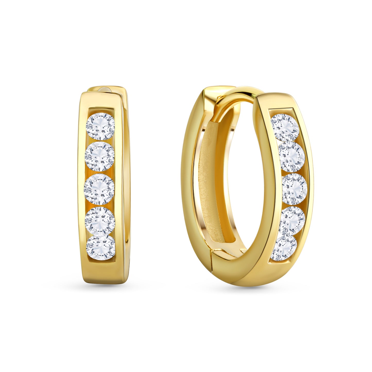 Klappcreolen Ø 12/2.4mm mit 10 Zirkonia Gold 333/000 - MeinSchmuckShop