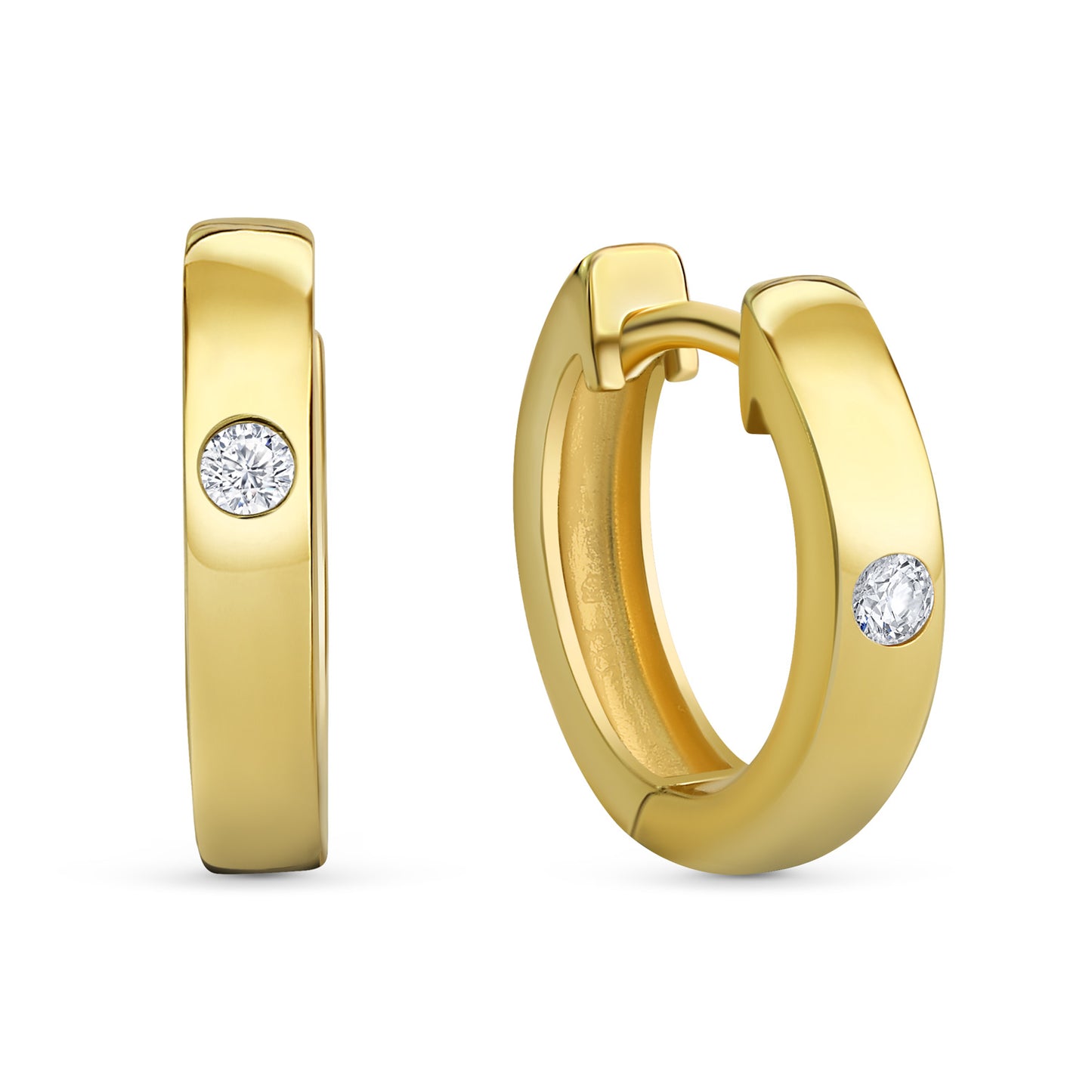 Klappcreolen Ø 14/2.7mm mit Zirkonia Gold 333/000