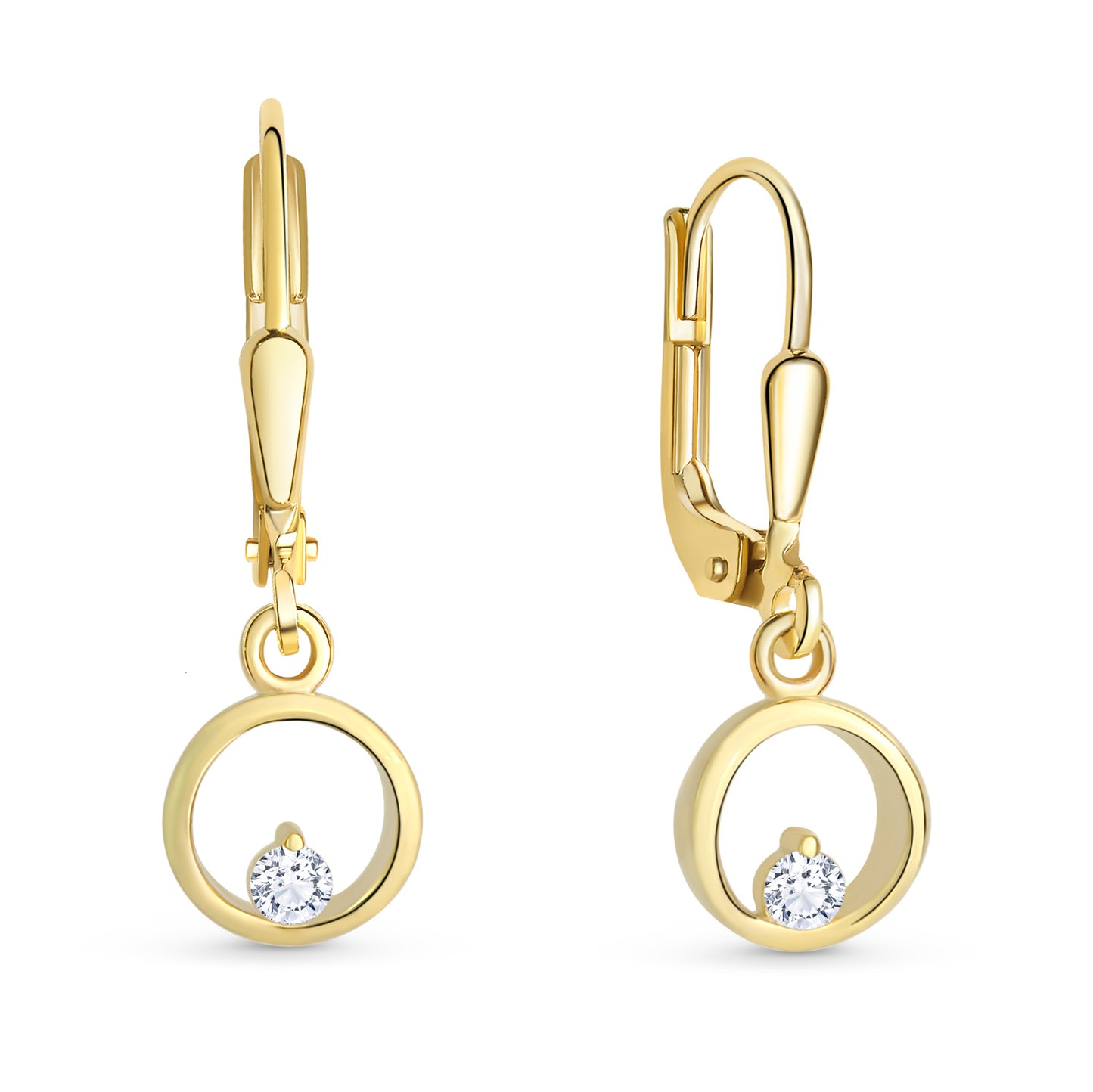 Ohrhänger rund Ø 7mm mit Zirkonia Gold 333/000