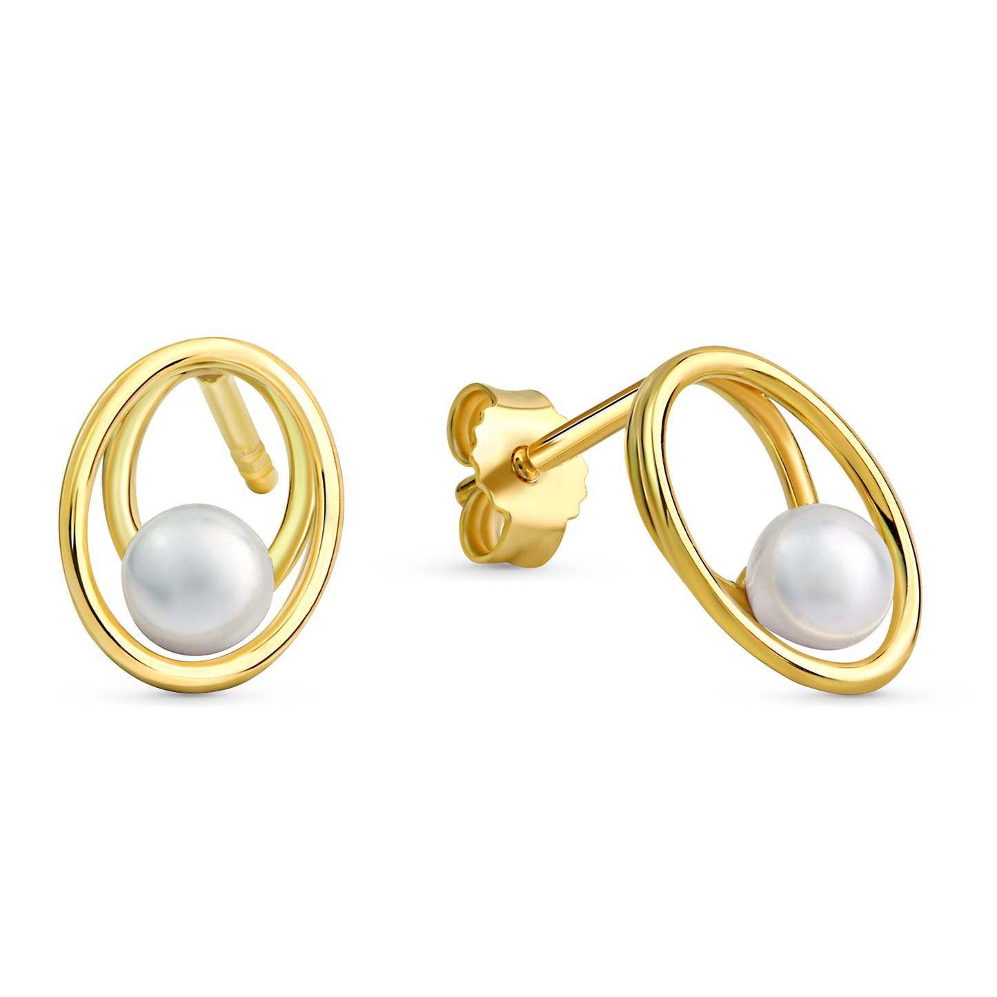 Ohrstecker mit Süßwasser-Zuchtperle 3,5-4mm Gold 333/000