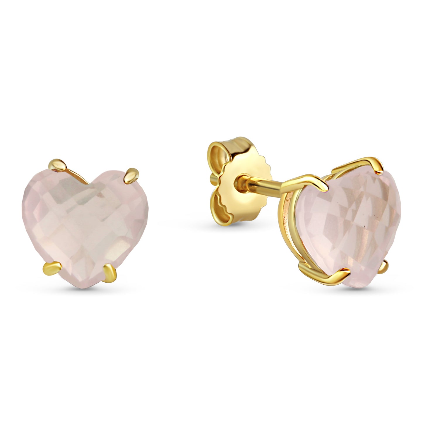 Ohrstecker Herz mit Rosenquarz Gold 333/000