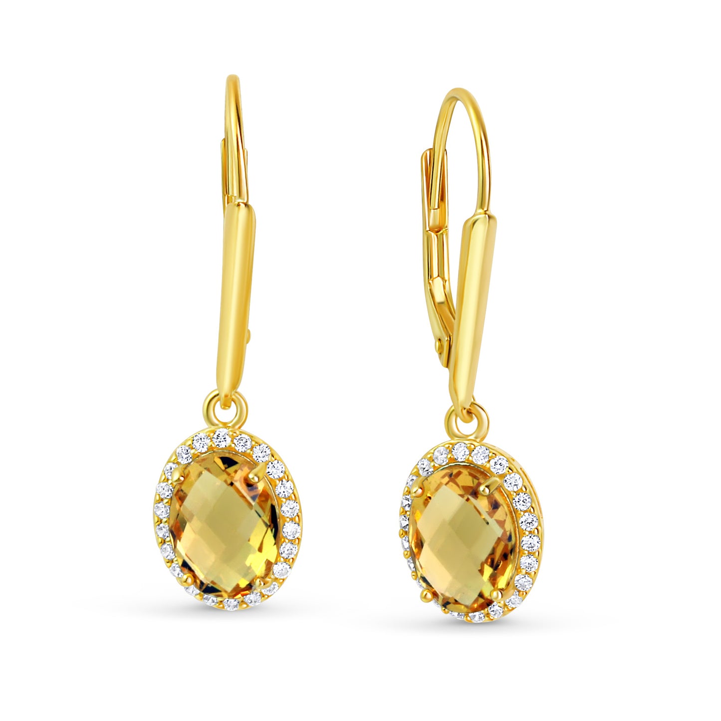 Ohrhänger mit Citrin und 44 Zirkonia weiß Gold 333/000 - MeinSchmuckShop