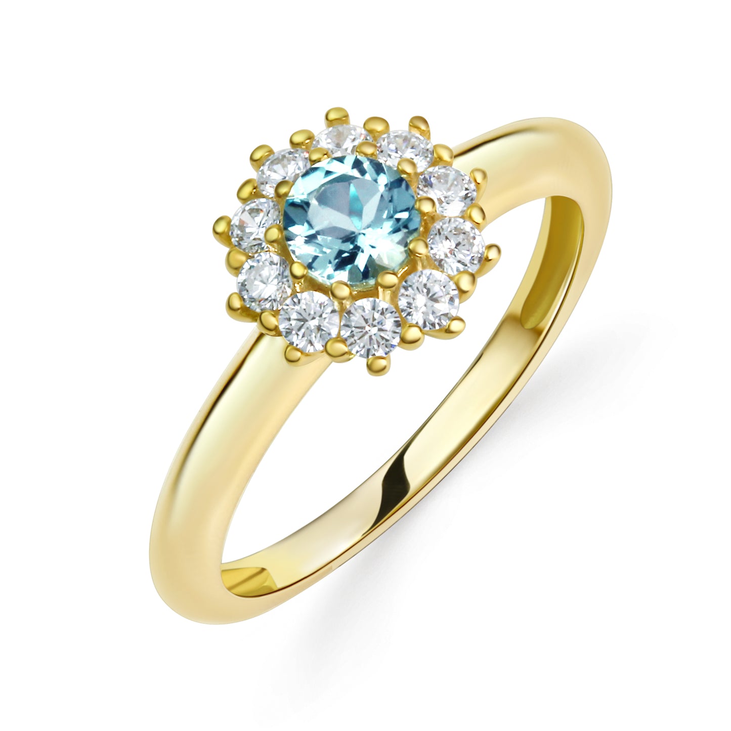 Damenring mit Blautopas und 10 Zirkonia Gold 333/000 - MeinSchmuckShop