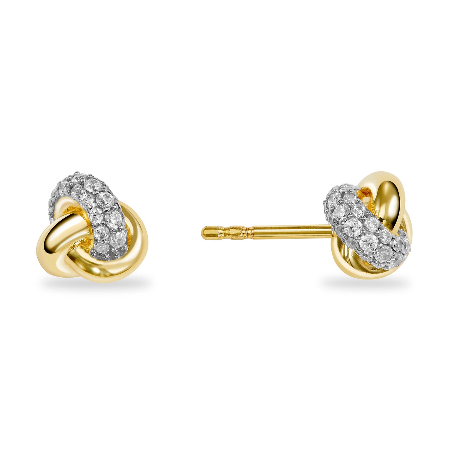 Ohrstecker Knoten mit 58 Zirkonia Gold 333/000 - MeinSchmuckShop