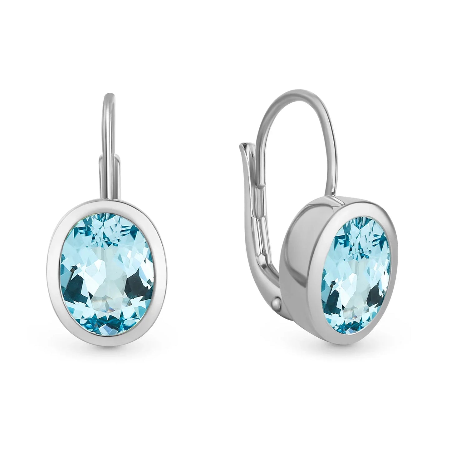 Ohrhänger Bouton mit Blautopas Silber 925/000 rhodiniert - MeinSchmuckShop