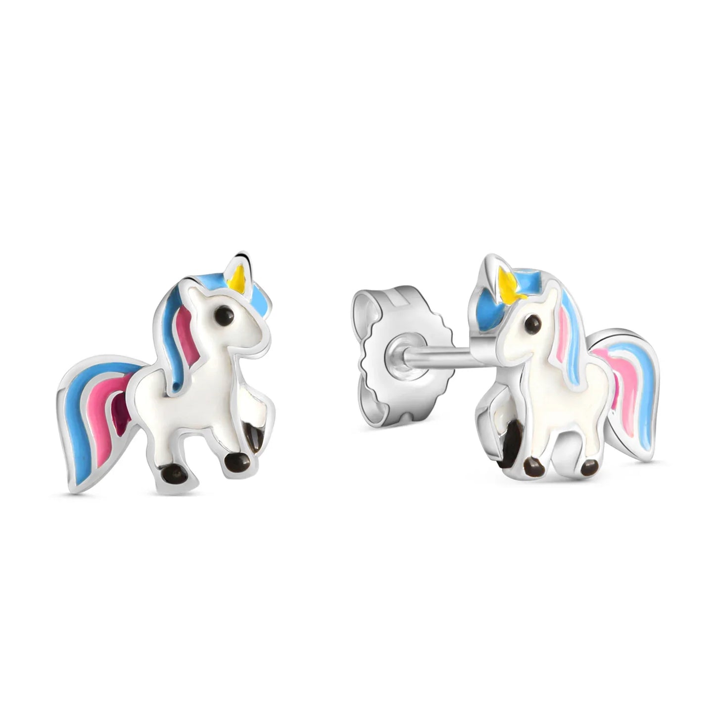 Ohrstecker Einhorn Lack Silber 925/000 rhodiniert - MeinSchmuckShop