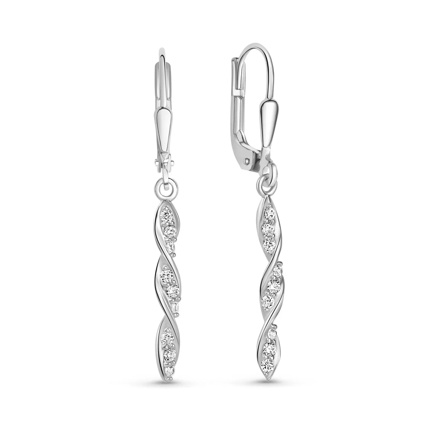 Ohrhänger mit 18 Zirkonia Silber 925/000 rhodiniert - MeinSchmuckShop