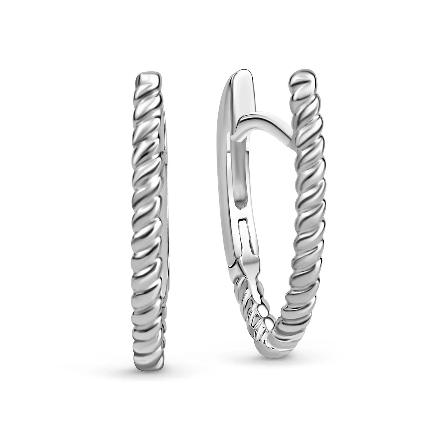Klappcreolen 17/12mm twisted Silber 925/000 rhodiniert - MeinSchmuckShop