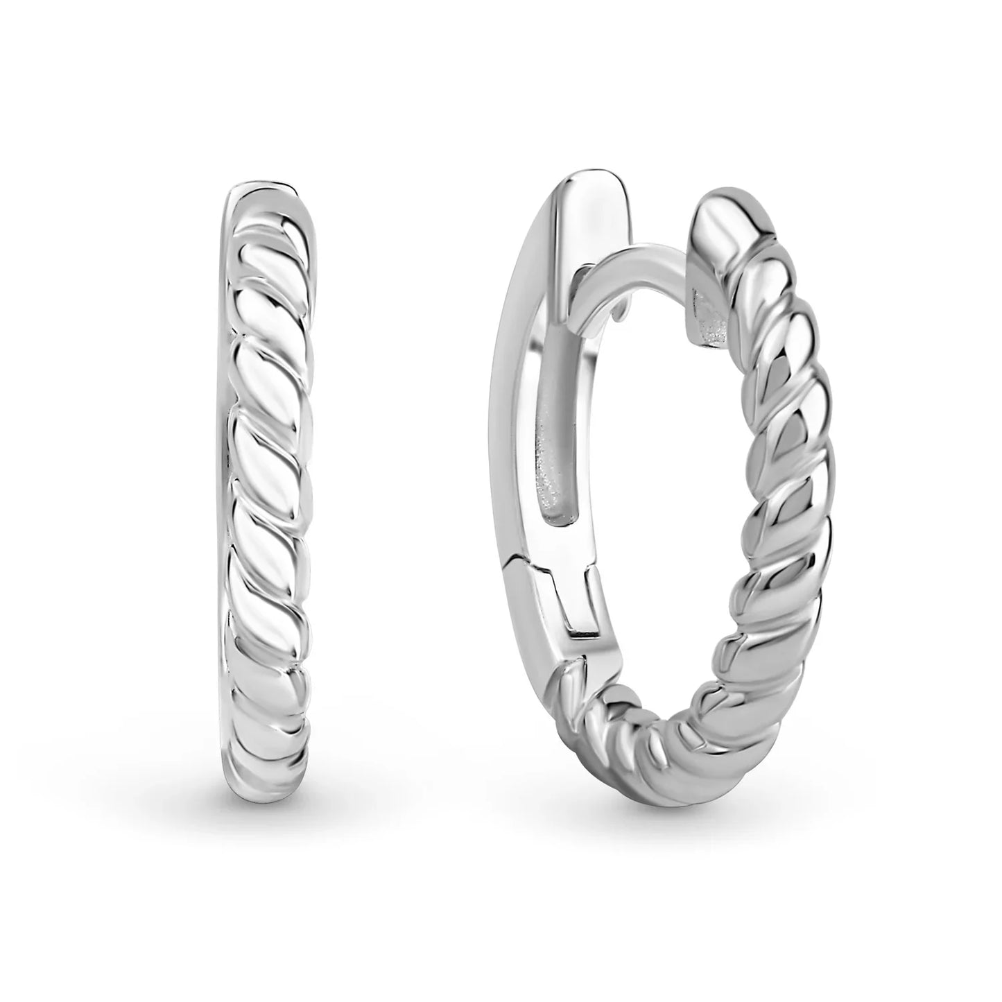 Klappcreolen Ø 15/1.9mm twisted Silber 925/000 rhodiniert - MeinSchmuckShop