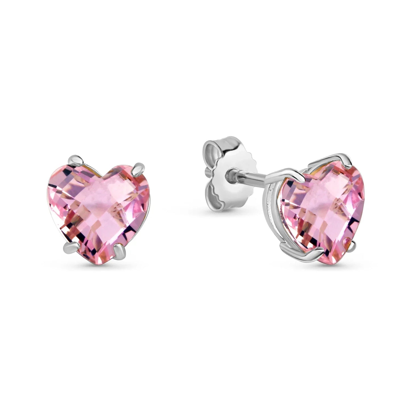 Ohrstecker Herz Kristallglas rosa Silber 925/000 rhodiniert - MeinSchmuckShop