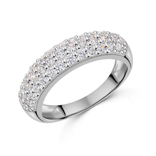 Damenring mit 37 Zirkonia Silber 925/000 rhodiniert - MeinSchmuckShop