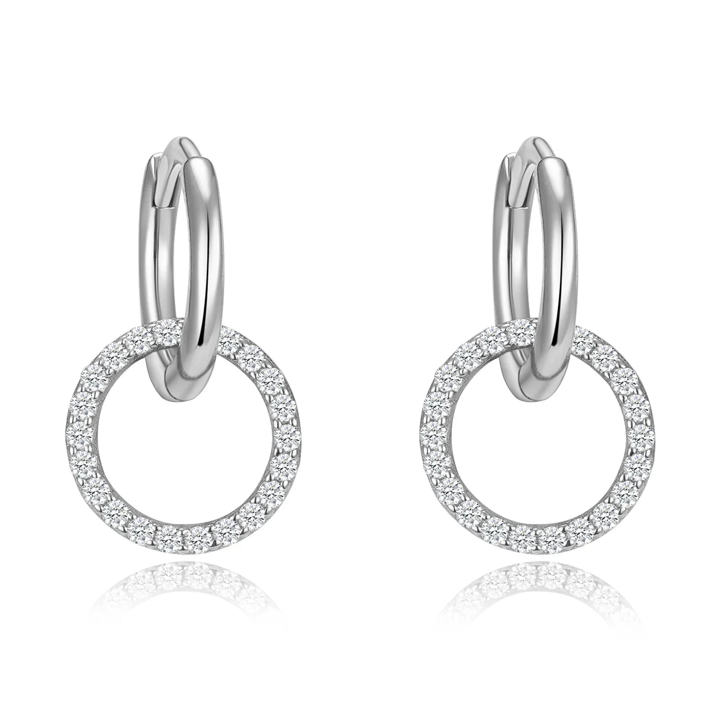Klappcreolen mit Anhänger Kreis 44 Zirkonia Silber 925/000 - MeinSchmuckShop