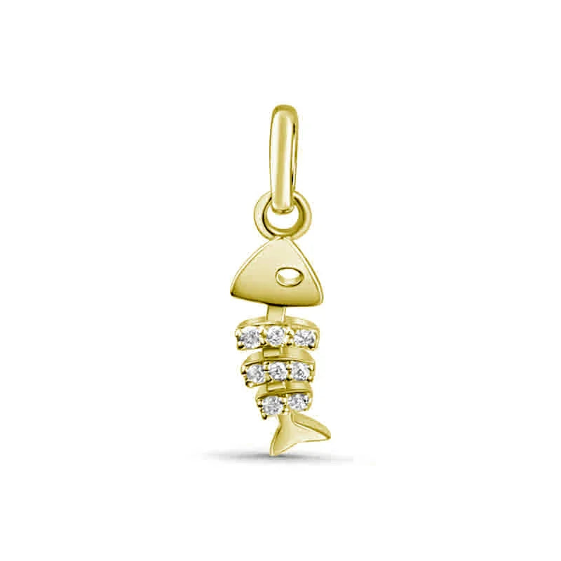 Anhänger Fischgräte mit 8 Zirkonia Silber 925/000 vergoldet - MeinSchmuckShop