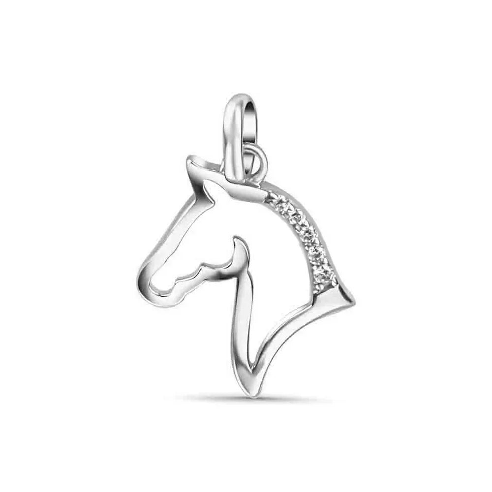 Anhänger Pferdekopf mit 5 Zirkonia Silber 925/000 rhodiniert - MeinSchmuckShop