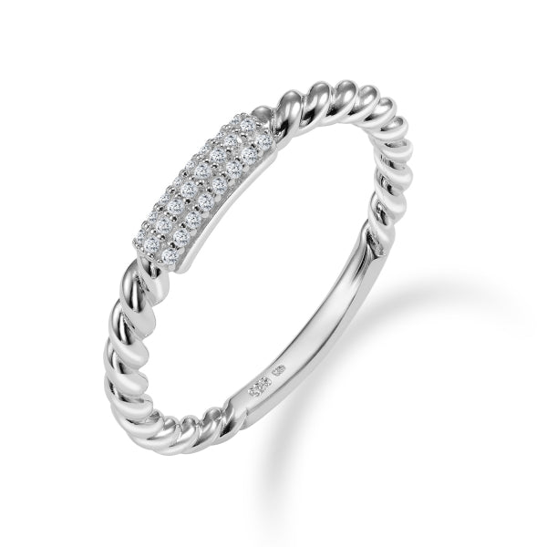 Ring twisted 24 Zirkonia Silber 925/000 rhodiniert