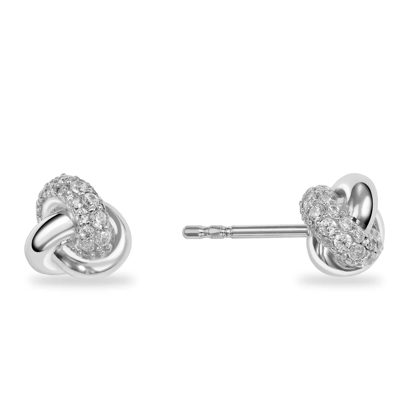 Ohrstecker Knoten mit 58 Zirkonia Silber 925/000 rhodiniert - MeinSchmuckShop