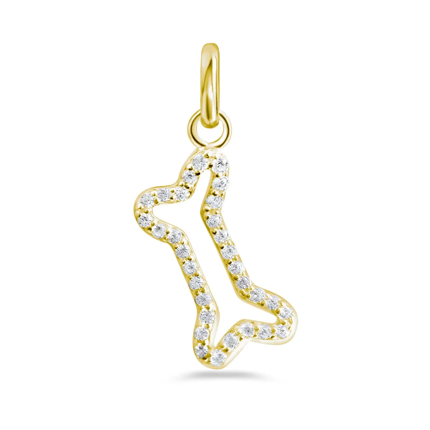 Anhänger Hundeknochen mit 31 Zirkonia Silber 925/000 vergoldet - MeinSchmuckShop