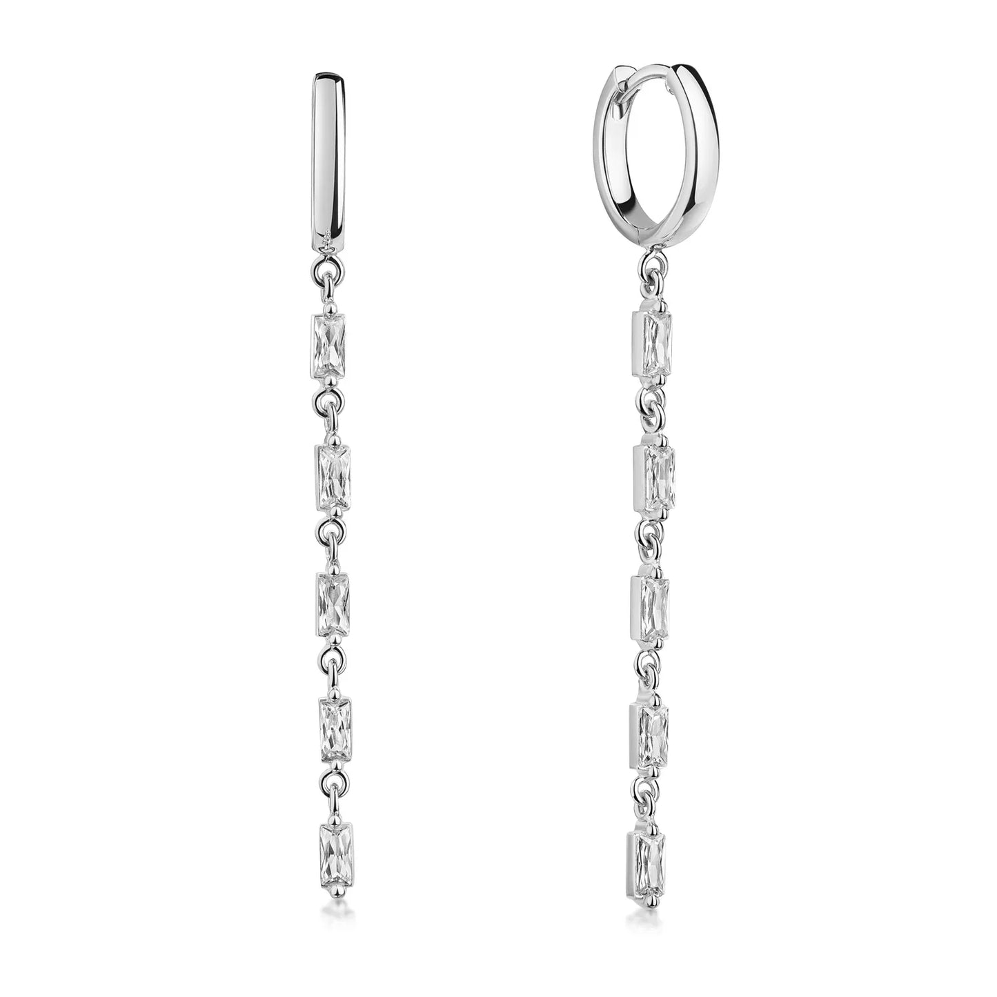 Klappcreolen mit Behang 10 Zirkonia Silber 925/000 rhodiniert - MeinSchmuckShop