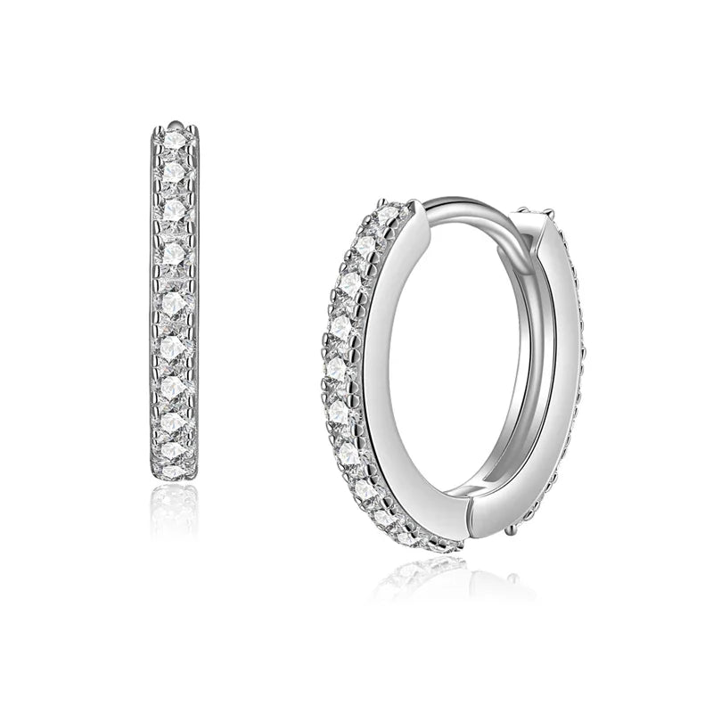 Klappcreolen mit 40 Zirkonia 13/1.8mm Silber 925/000 - MeinSchmuckShop