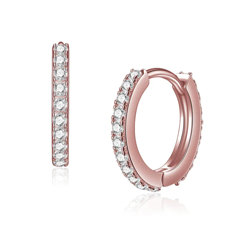 Klappcreolen mit 40 Zirkonia 13/1.8mm Silber 925/000 rosé vergoldet - MeinSchmuckShop