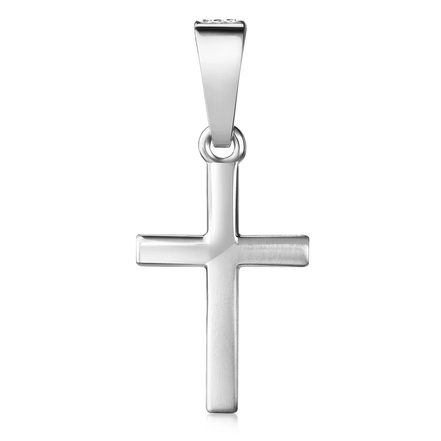 Anhänger Kreuz teilmatt 13mm Silber 925/000 rhodiniert - MeinSchmuckShop