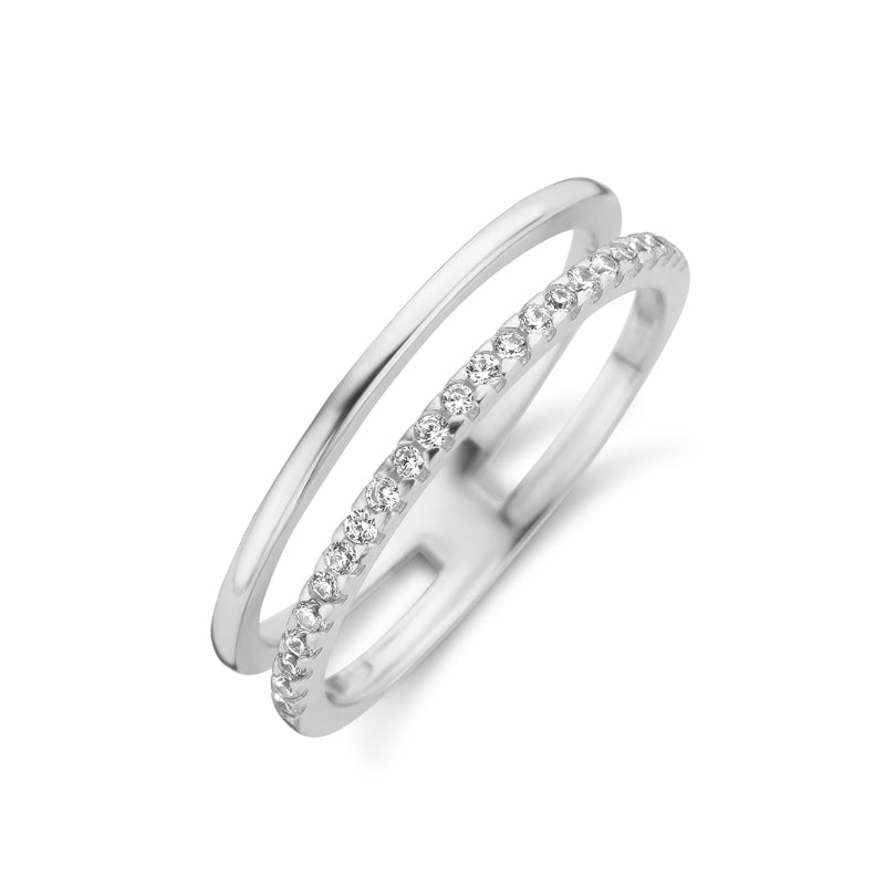 Damenring 2-rhg. mit Zirkonia Silber 925/000 - MeinSchmuckShop