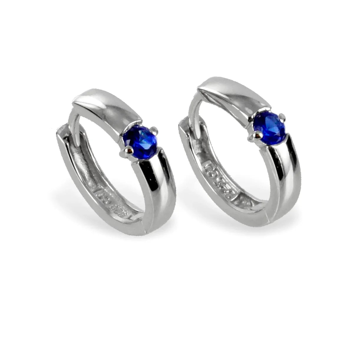 Klappcreolen 14mm Zirkonia safirblau - Silber 925/000 - MeinSchmuckShop