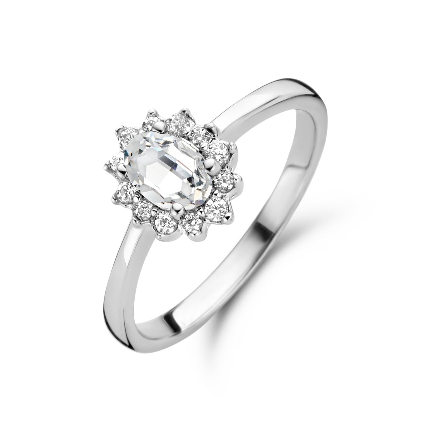 Damenring mit 13 Zirkonia Silber 925/000 rhodiniert - MeinSchmuckShop