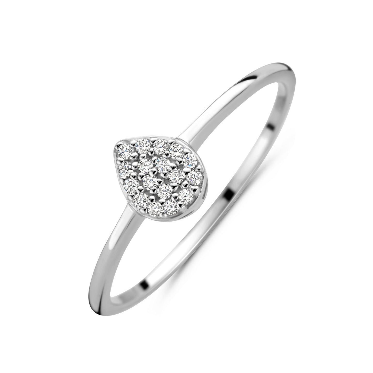 Damenring Tropfen 17 Zirkonia Silber 925/000 rhodiniert - MeinSchmuckShop