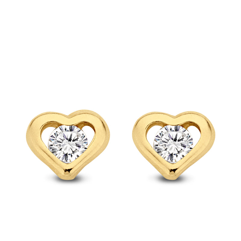 Ohrstecker Herz mit Zirkonia Gold 585/000 - MeinSchmuckShop