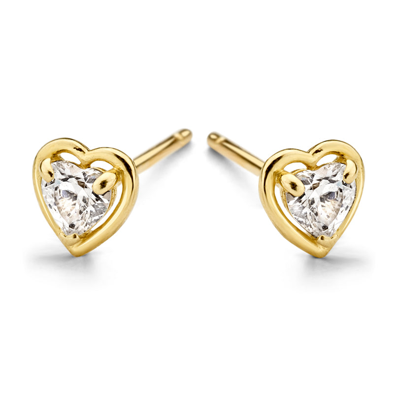 Ohrstecker Herz mit Zirkonia Gold 585/000 - MeinSchmuckShop
