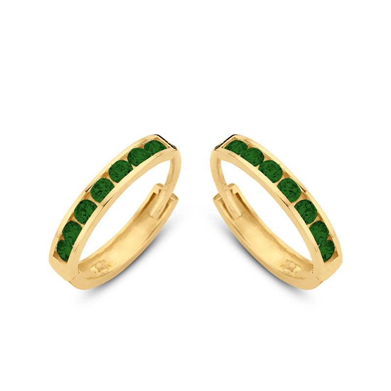 Klappcreolen 14 Zirkonia grün 11/1,8 mm Gold 585/000 - MeinSchmuckShop