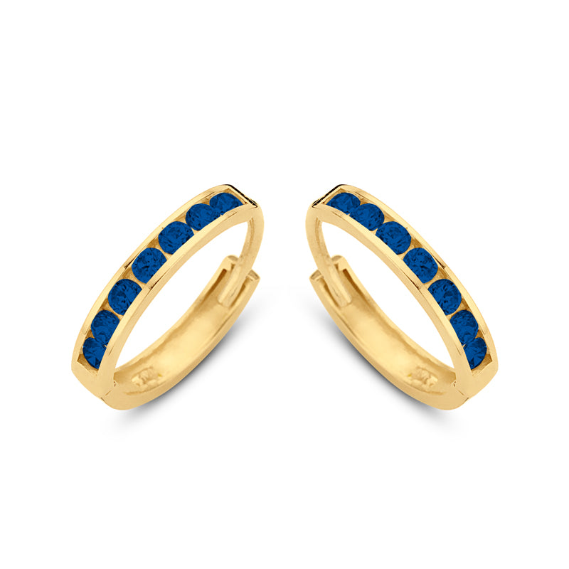 Klappcreolen 14 Zirkonia blau 11/1,8 mm Gold 585/000 - MeinSchmuckShop