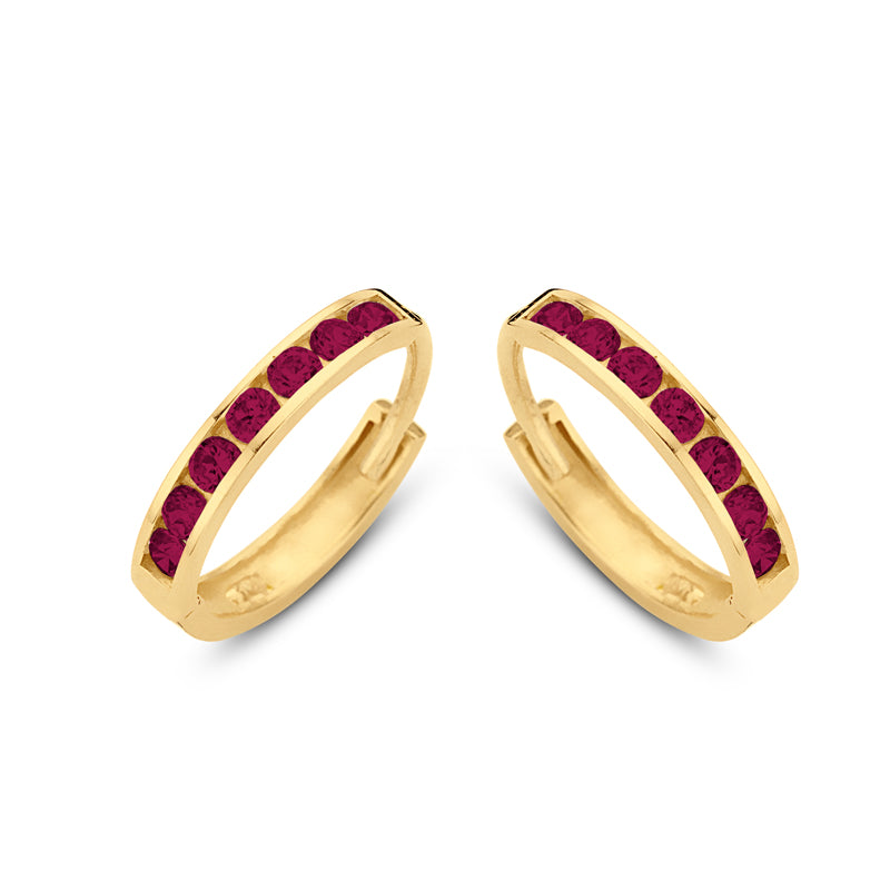 Klappcreolen 14 Zirkonia rot 11/1,8 mm Gold 585/000 - MeinSchmuckShop