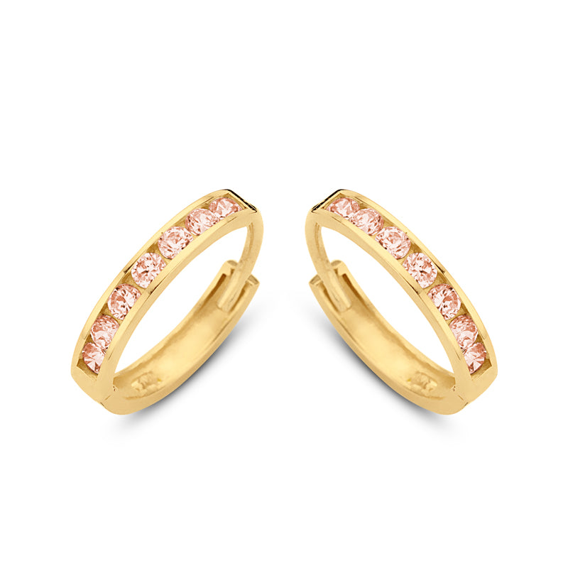 Klappcreolen 14 Zirkonia champagner 11/1,8 mm Gold 585/000 - MeinSchmuckShop