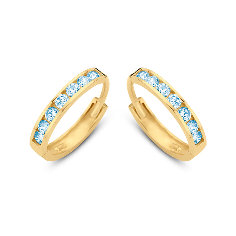 Klappcreolen 14 Zirkonia aqua 11/1,8 mm Gold 585/000 - MeinSchmuckShop